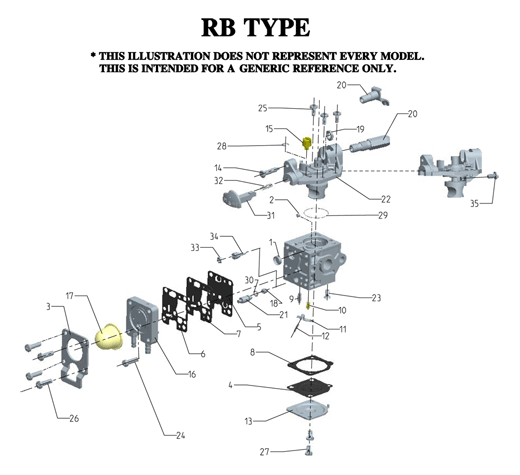 Carburetor Rebuild Kit Compatible With Zama RB-45